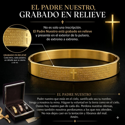 Pulsera Padre Nuestro en Acero Inoxidable