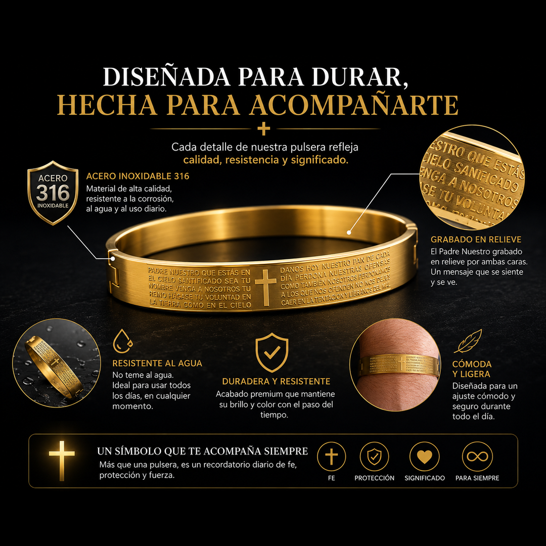 Pulsera Padre Nuestro en Acero Inoxidable